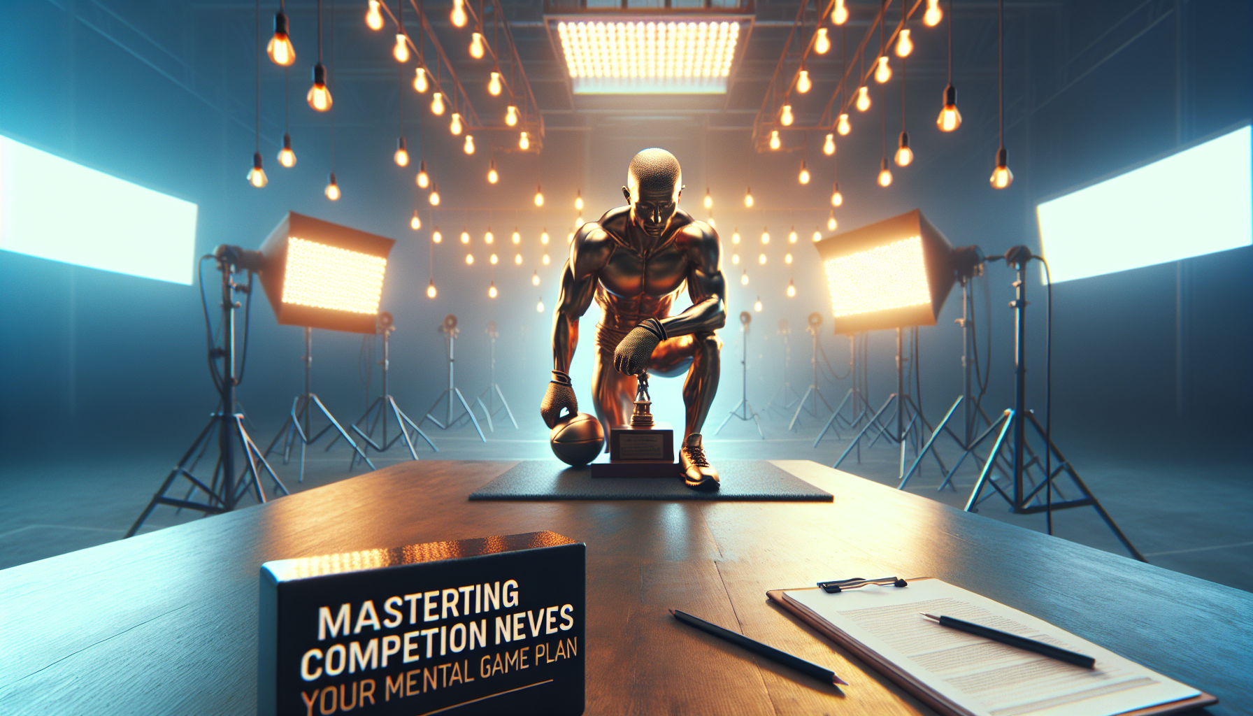 Illustration for 'Mastering Competition Nerves: Your Mental Game Plan' in Tips & Strategies category in photorealistic style