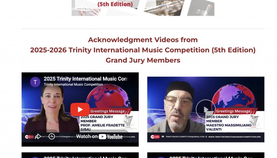 Trinity International Music Competition Announces 2025–2026 Final Round Winners