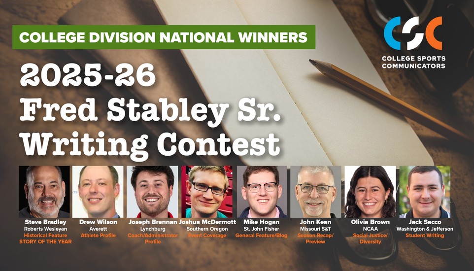 College Sports Communicators Announce National Winners for 2025-26 Fred Stabley Sr. Writing Contest